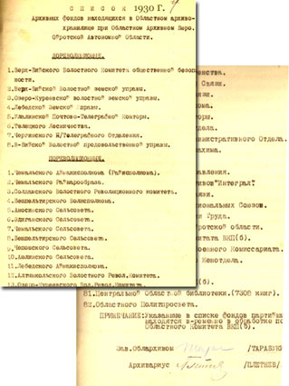 История архивов Республики алтай